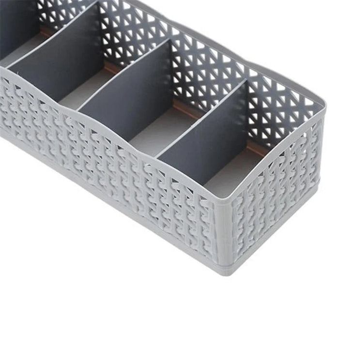 Plastic Socks Storage Box Hollow-out Durable Underwear Organizer Lightweight Desk Holder - Grey - 7