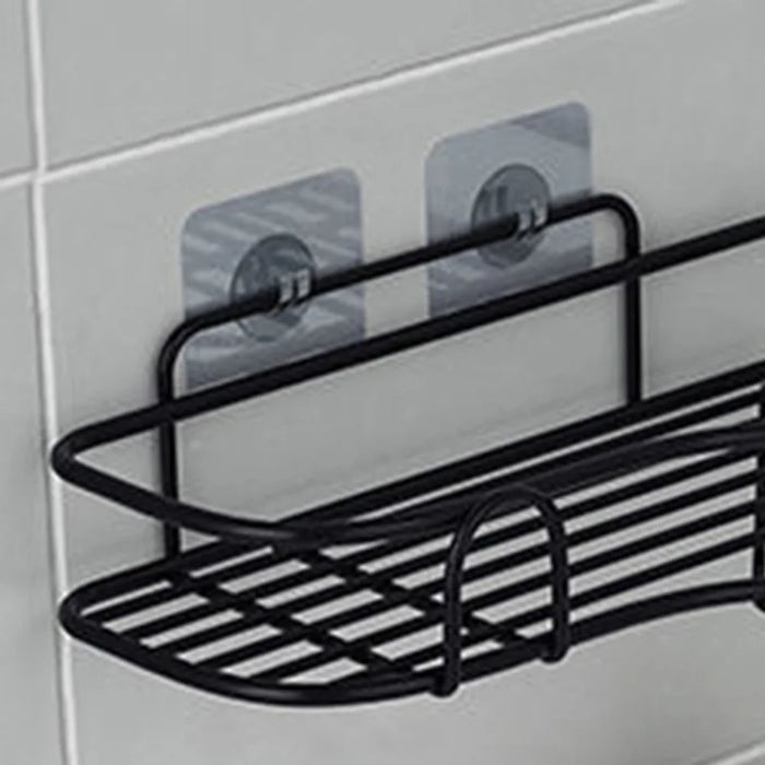 Bathroom Shelf Large Size Wall Mounted Corner Storage Rack No Drilling Triangle Makeup Organizer - Black - 7