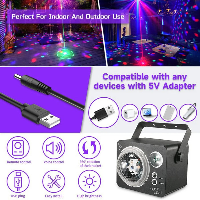 Rotating Magic Ball Laser Light RGB LED Strobe Sound Activated Projector Lamp for Bar / KTV / Disco - 2