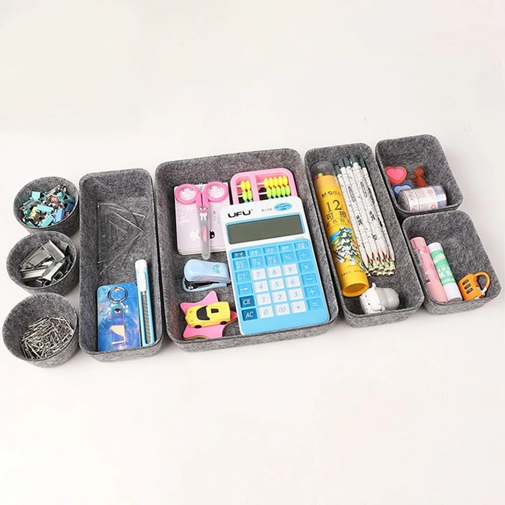 8Pcs / Set Drawer Organizers Separators Storage Boxes Felt Storage Bins Inserts Tool Containers for Home, Bedroom, Living Room, Office - Grey - 2