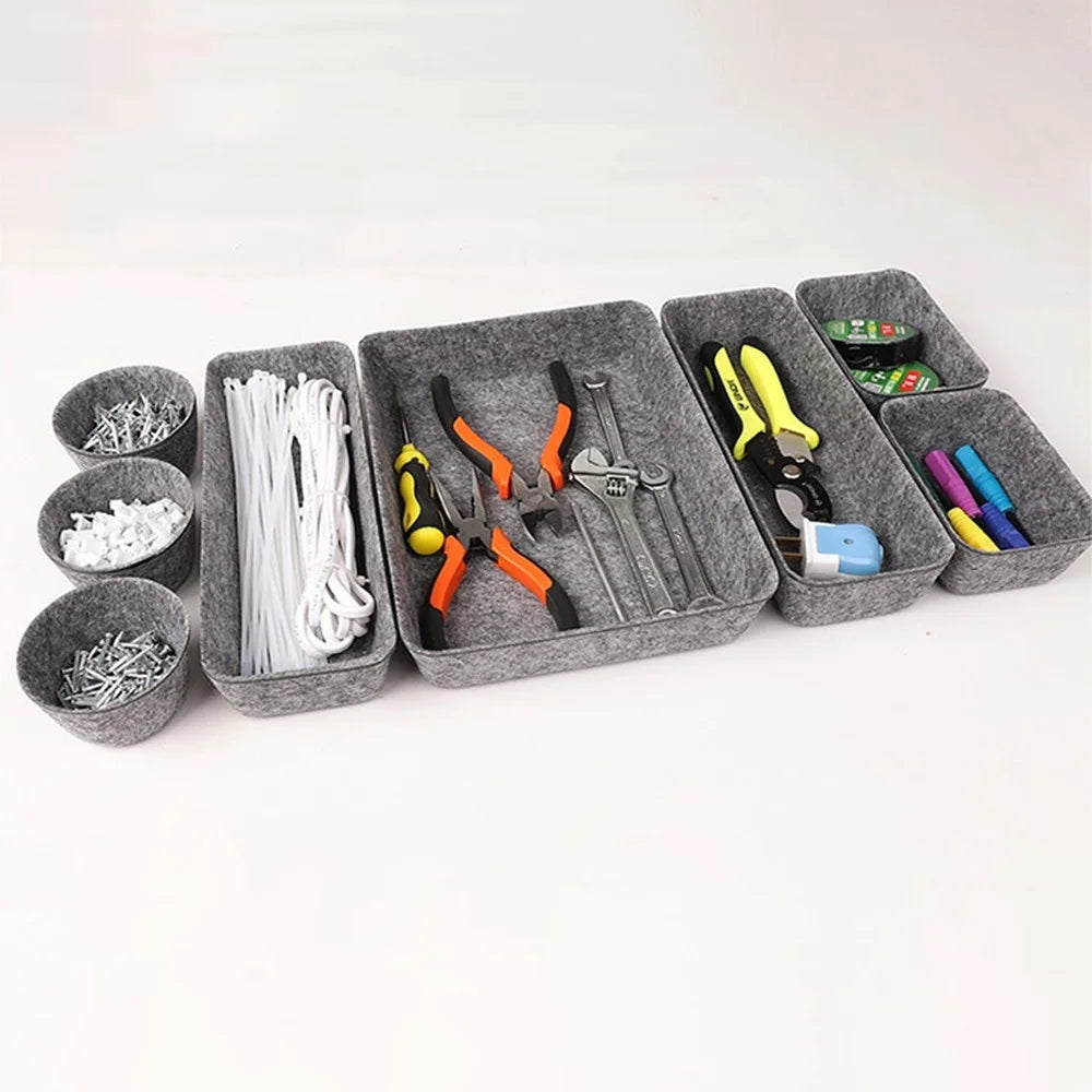 8Pcs / Set Drawer Organizers Separators Storage Boxes Felt Storage Bins Inserts Tool Containers for Home, Bedroom, Living Room, Office - Grey - 3