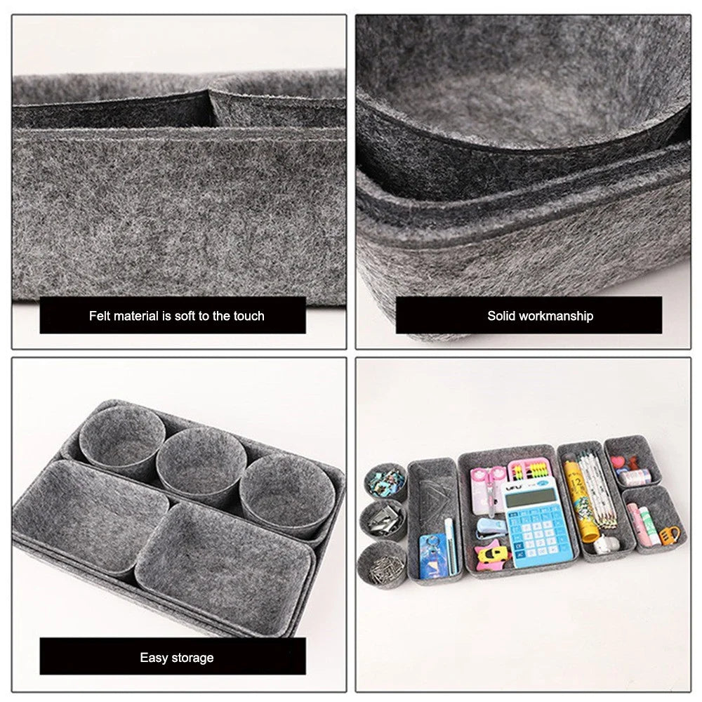 8Pcs / Set Drawer Organizers Separators Storage Boxes Felt Storage Bins Inserts Tool Containers for Home, Bedroom, Living Room, Office - Grey - 5