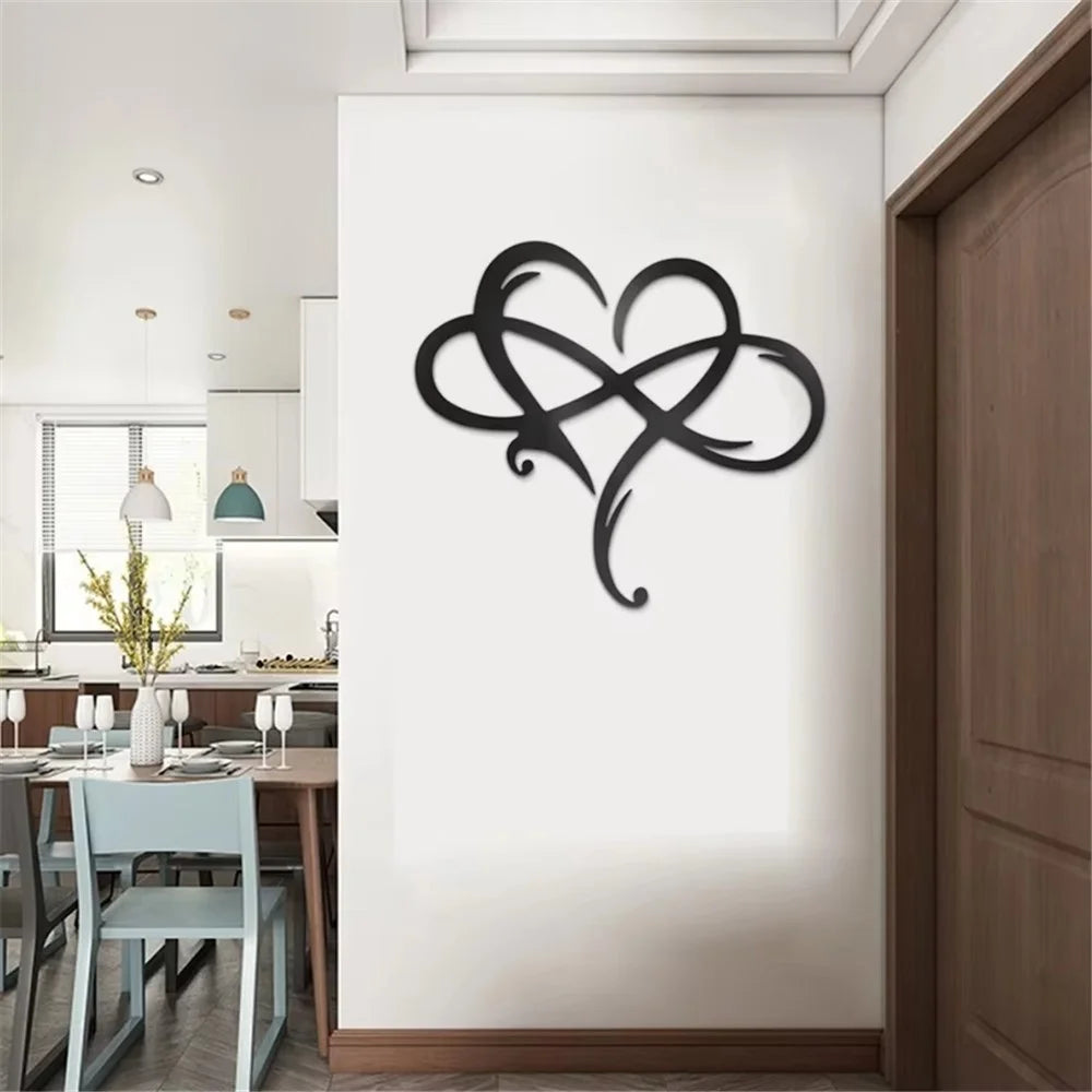 25x20cm Infinity Heart Shaped Iron Wall Art Decor Infinite Love Symbol Home Ornament - Black - 3
