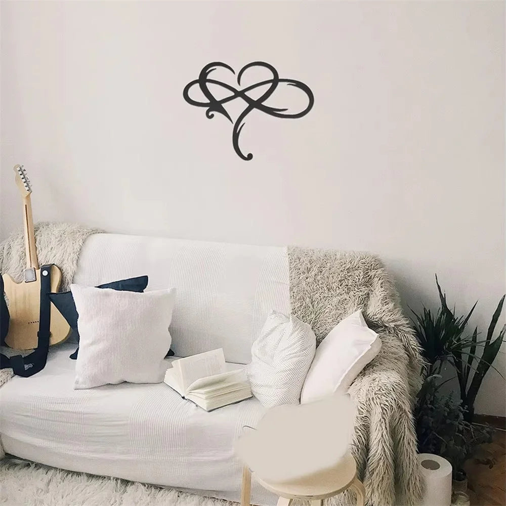 25x20cm Infinity Heart Shaped Iron Wall Art Decor Infinite Love Symbol Home Ornament - Black - 4