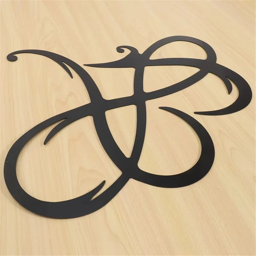 25x20cm Infinity Heart Shaped Iron Wall Art Decor Infinite Love Symbol Home Ornament - Black - 5
