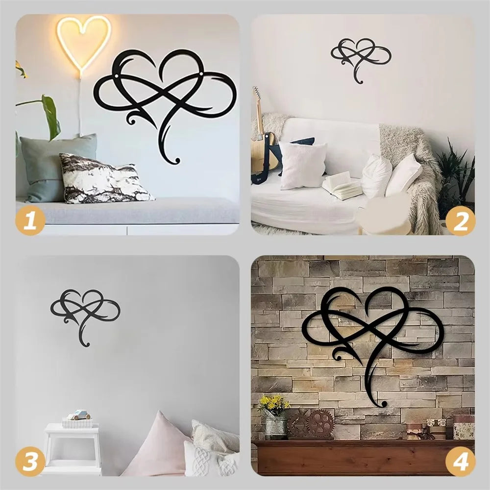 25x20cm Infinity Heart Shaped Iron Wall Art Decor Infinite Love Symbol Home Ornament - Black - 6