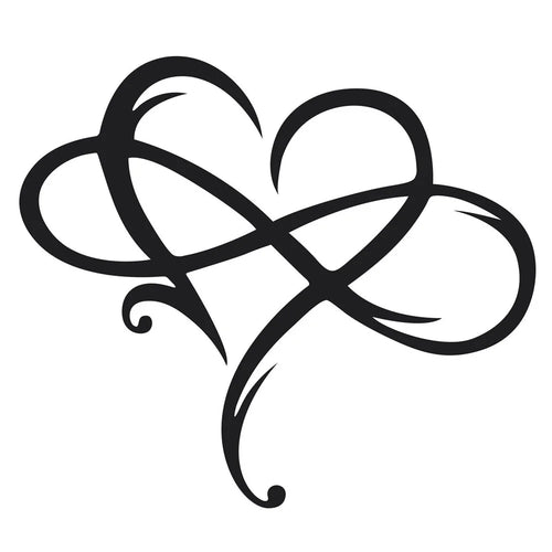 30 x 25cm Metal Heart Wall Art Hanging Decor Infinite Love Sign Plaque Bedroom Ornament - Black - 1