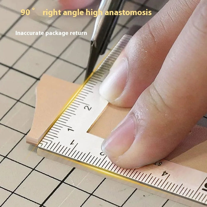 150x100mm Stainless Steel L-Shape Ruler High Precision Woodworking Leather Measuring Tool - 2