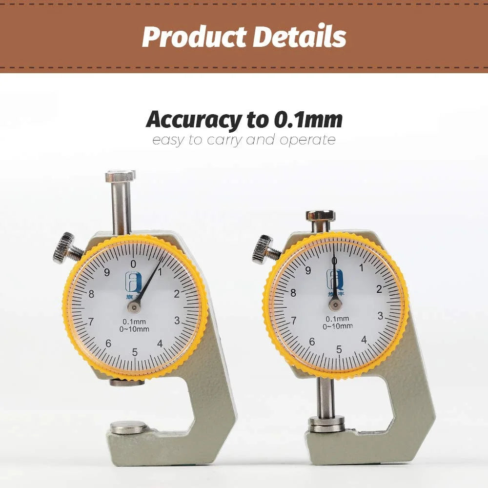 Flat Head Thickness Gauge 0-10mm High Precision Aluminum Alloy Leather Metal Paper Thickness Meter - 3