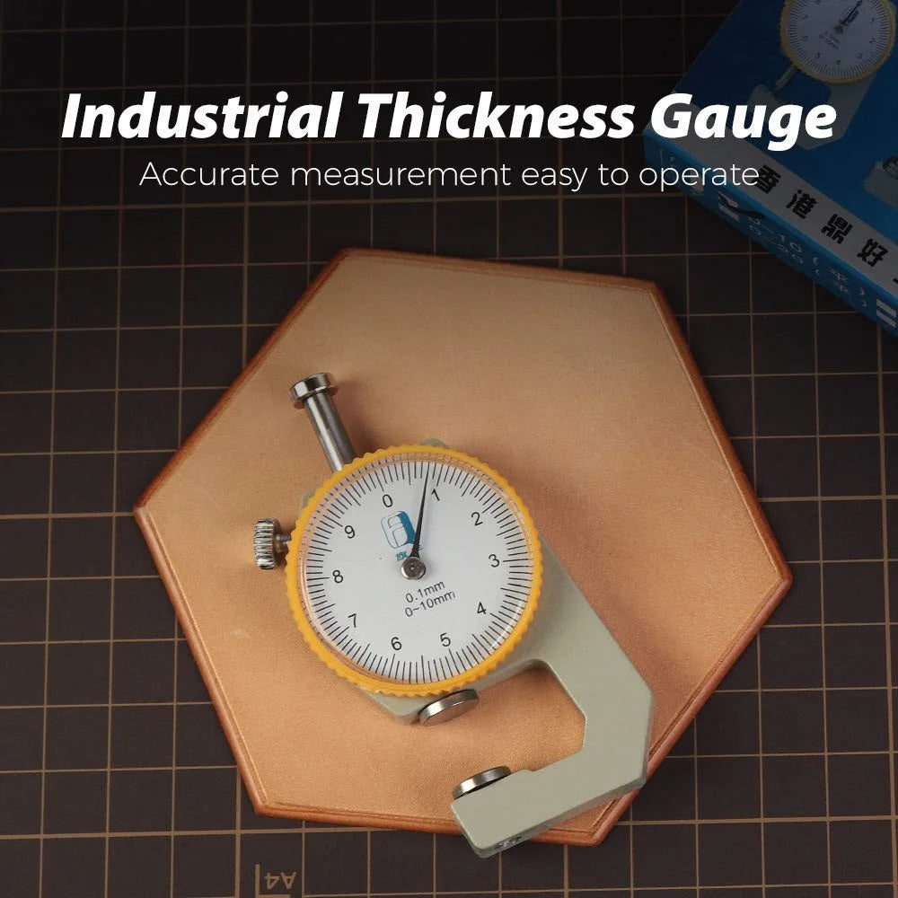 Flat Head Thickness Gauge 0-10mm High Precision Aluminum Alloy Leather Metal Paper Thickness Meter - 4