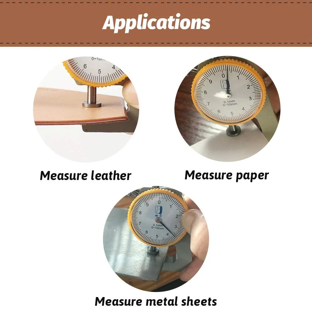 Flat Head Thickness Gauge 0-10mm High Precision Aluminum Alloy Leather Metal Paper Thickness Meter - 5