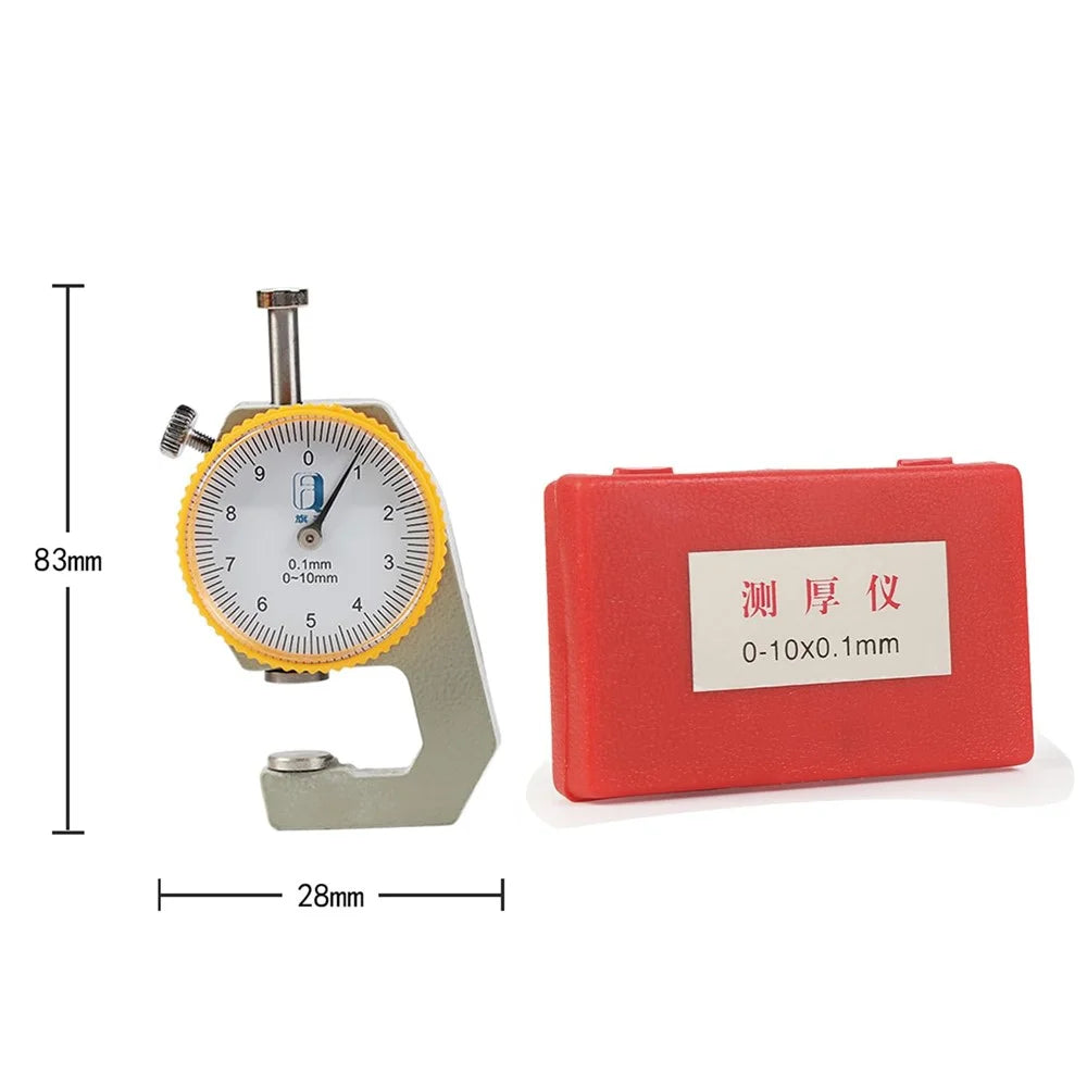 Flat Head Thickness Gauge 0-10mm High Precision Aluminum Alloy Leather Metal Paper Thickness Meter - 7