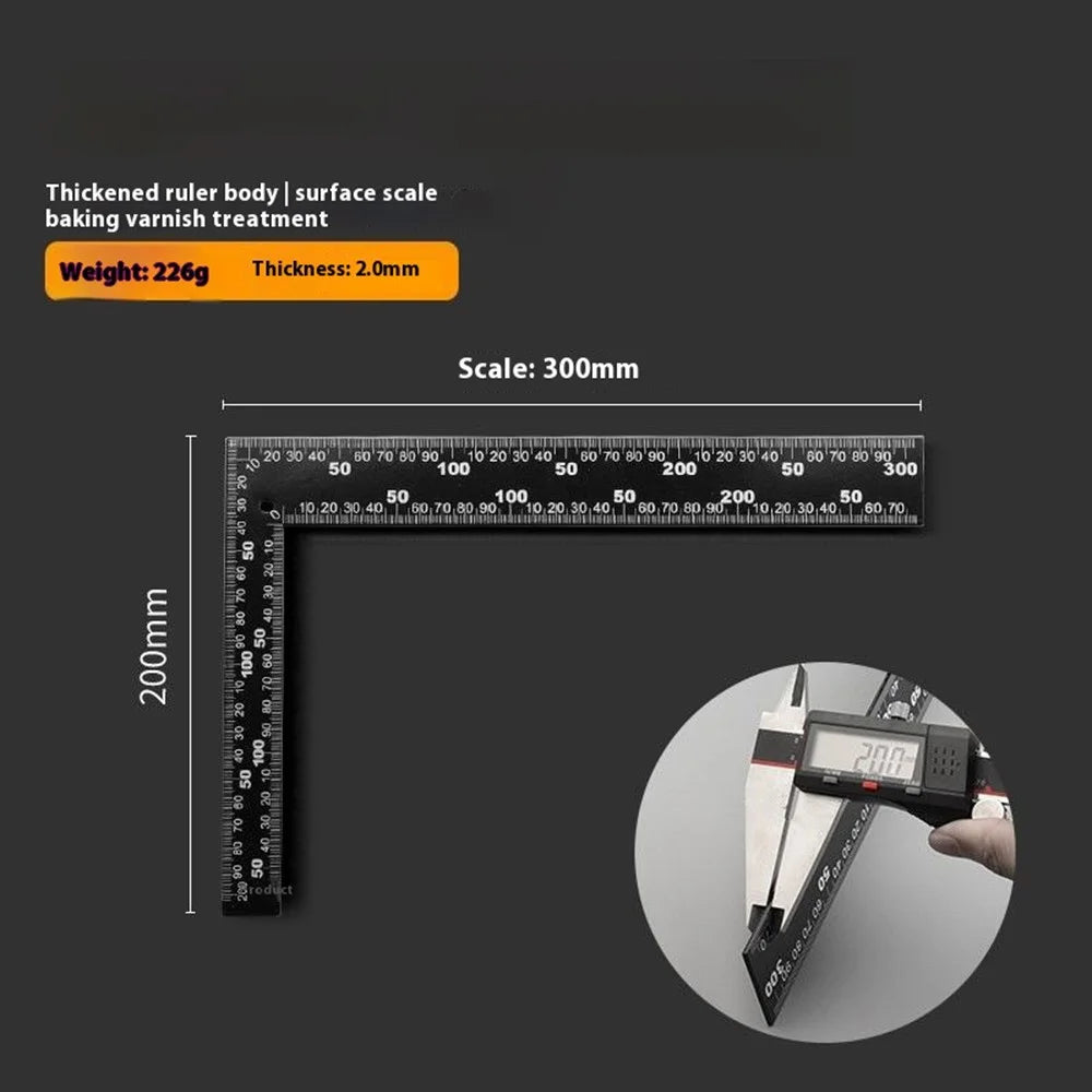 L-Shaped Ruler 20x30cm Stainless Steel Thickened Right Angle Ruler for Woodworking Measuring Cutting Drawing - 6