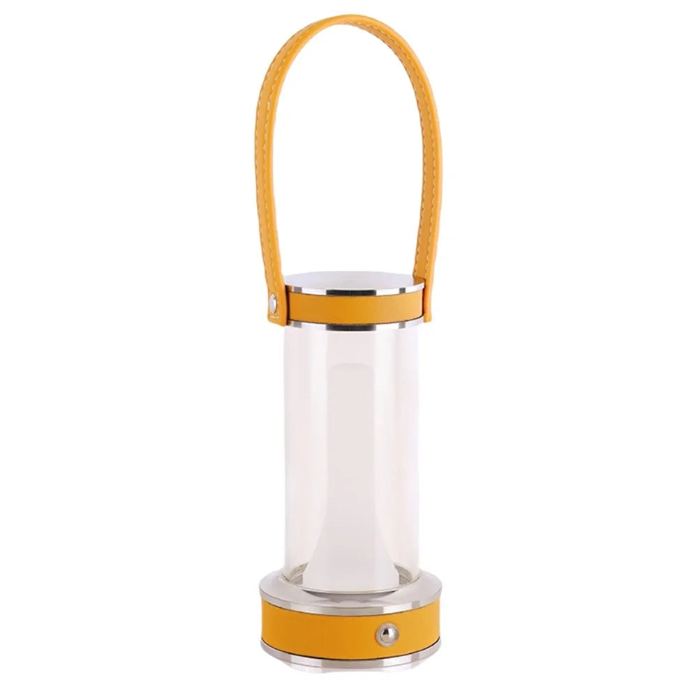 Rechargeable Camping Atmosphere Night Light Creative Leather Handle Touch Bedside Table Light - Orange - 1