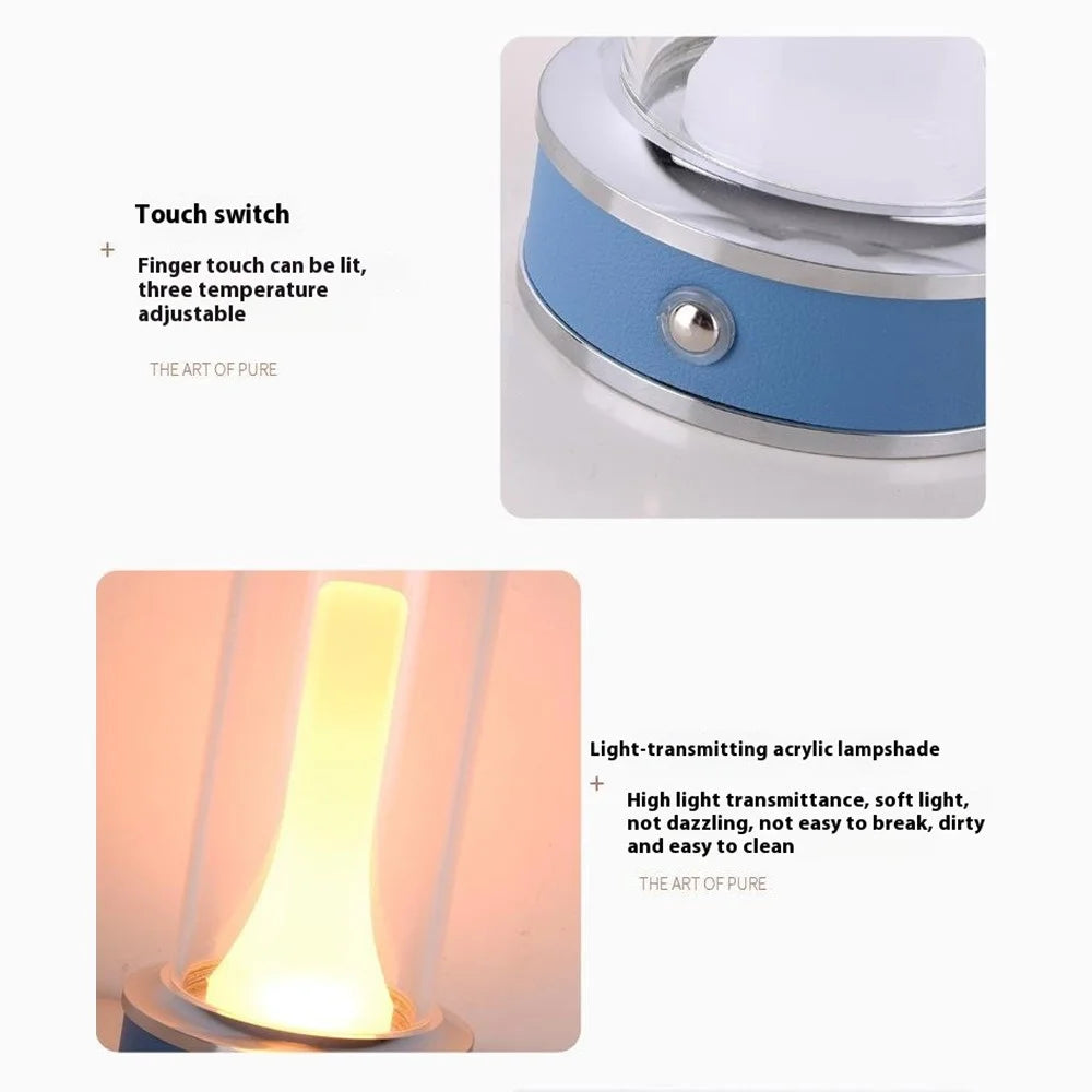 Rechargeable Camping Atmosphere Night Light Creative Leather Handle Touch Bedside Table Light - Orange - 5