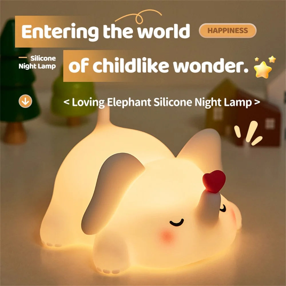 Loving Elephant Silicone Night Lamp For Kids Bedroom Rechargeable Touch Control Light (CE ROHS FCC CPC EN71 Certified) - 2