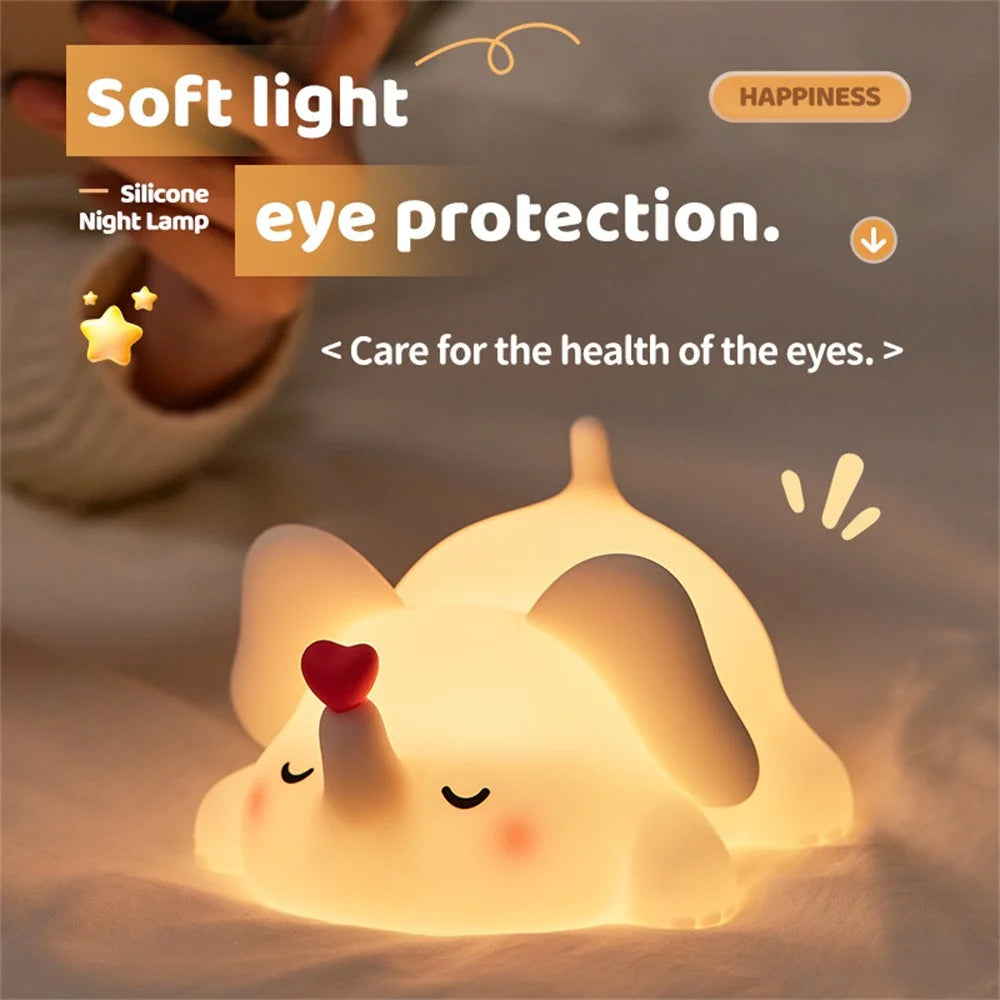 Loving Elephant Silicone Night Lamp For Kids Bedroom Rechargeable Touch Control Light (CE ROHS FCC CPC EN71 Certified) - 3
