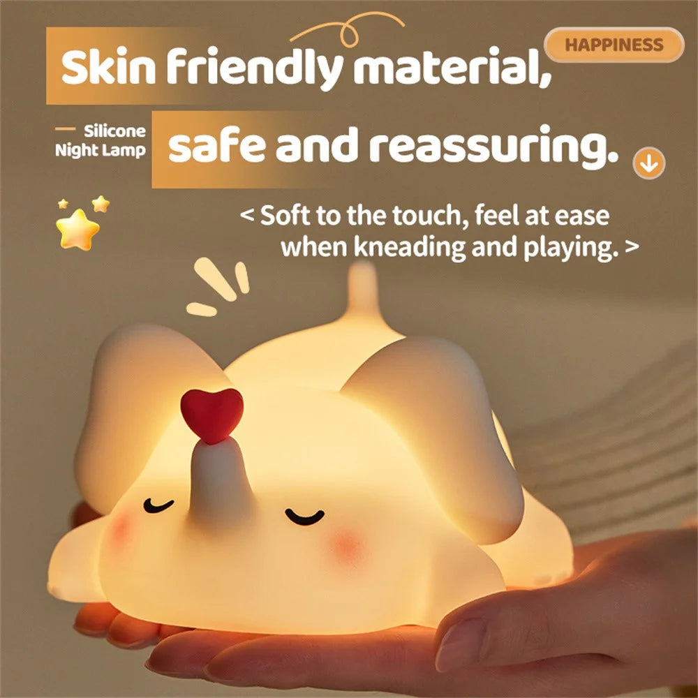 Loving Elephant Silicone Night Lamp For Kids Bedroom Rechargeable Touch Control Light (CE ROHS FCC CPC EN71 Certified) - 4
