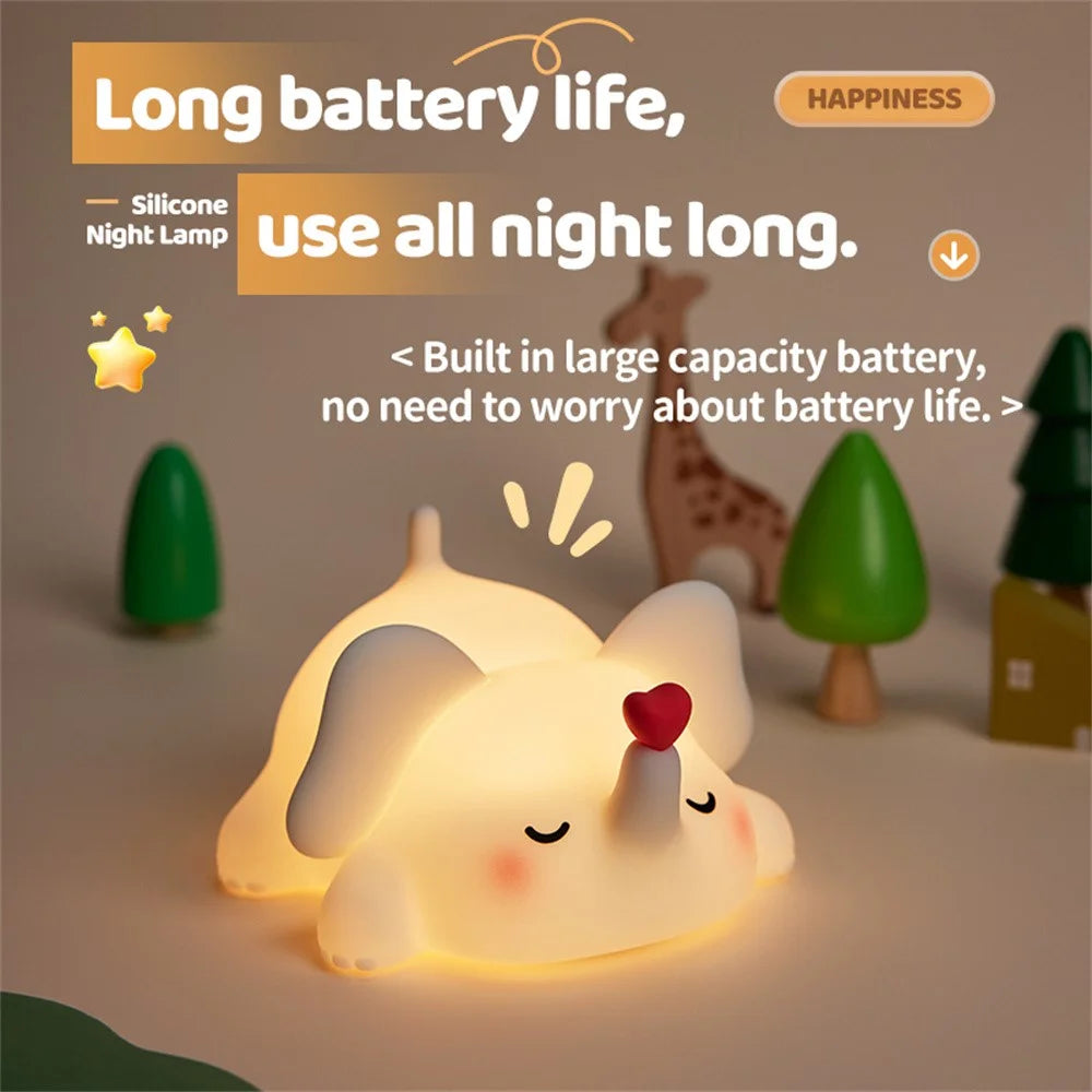 Loving Elephant Silicone Night Lamp For Kids Bedroom Rechargeable Touch Control Light (CE ROHS FCC CPC EN71 Certified) - 5