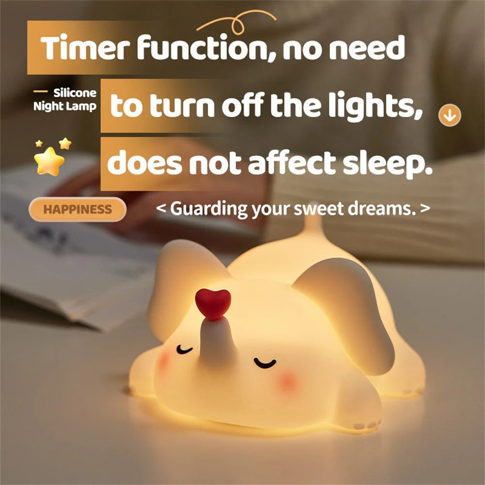 Loving Elephant Silicone Night Lamp For Kids Bedroom Rechargeable Touch Control Light (CE ROHS FCC CPC EN71 Certified) - 7