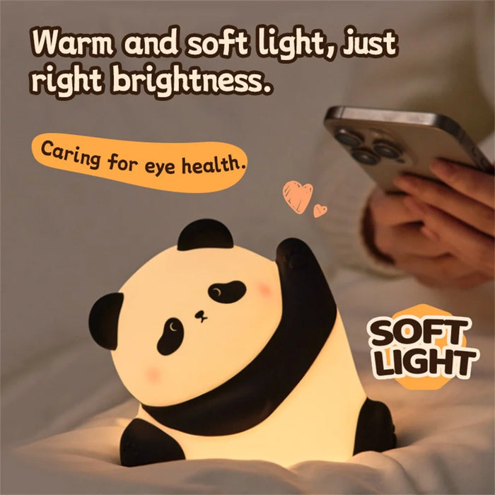 Panda Silicone Night Lamp For Kids Bedroom USB Rechargeable Touch Control Light (CE ROHS FCC CPC EN71 Certified) - 4