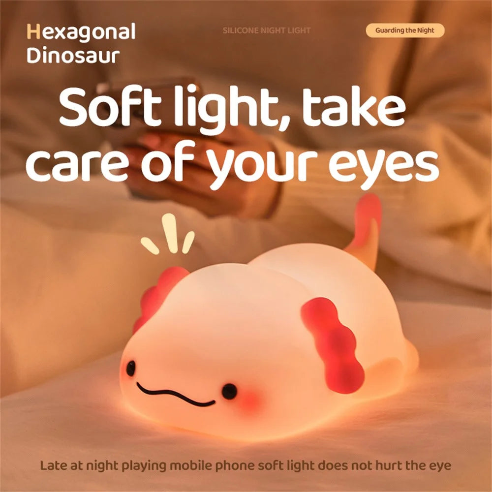 Hexagon Dinosaur Silicone Night Lamp For Kids Bedroom USB Rechargeable Bedside Light (CE ROHS FCC Certified) - 3