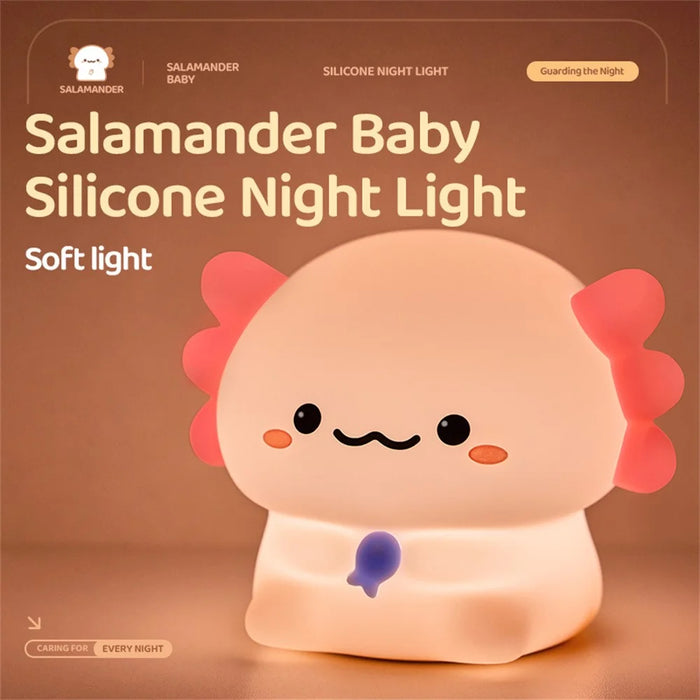 Axolotl Silicone Night Lamp For Kids Bedroom USB Rechargeable Touch Control Bedside Light (CE ROHS FCC Certified) - 2