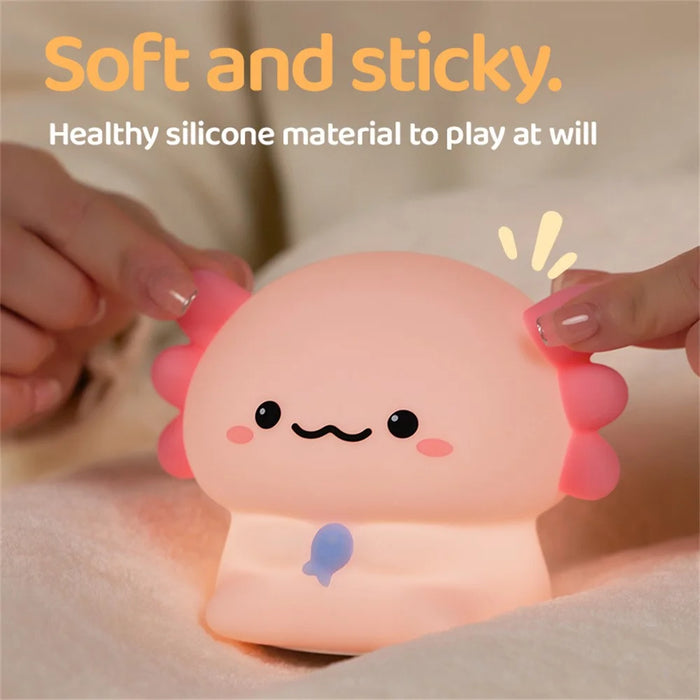 Axolotl Silicone Night Lamp For Kids Bedroom USB Rechargeable Touch Control Bedside Light (CE ROHS FCC Certified) - 6