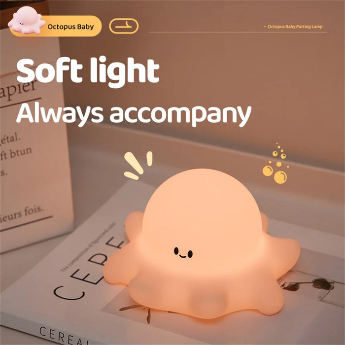 Octopus Silicone Night Lamp For Kids Bedroom USB Rechargeable Touch Control Bedside Light (CE ROHS FCC Certified) - 4