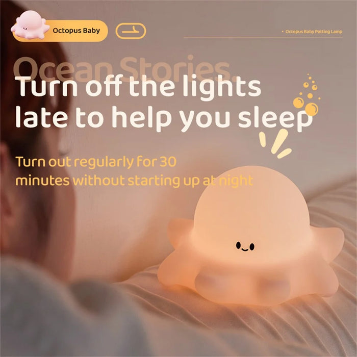 Octopus Silicone Night Lamp For Kids Bedroom USB Rechargeable Touch Control Bedside Light (CE ROHS FCC Certified) - 6