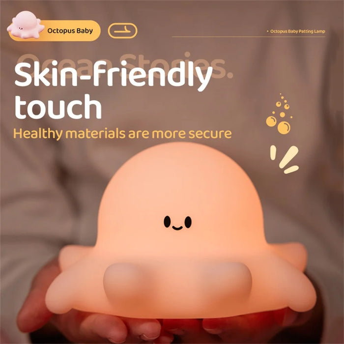 Octopus Silicone Night Lamp For Kids Bedroom USB Rechargeable Touch Control Bedside Light (CE ROHS FCC Certified) - 7