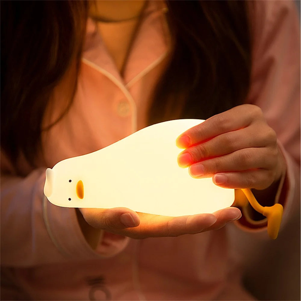 Lying Duck Silicone Night Lamp For Kids Bedroom USB Rechargeable Voice Control Bedside Light (CE ROHS FCC CPC EN71 Certified) - 3