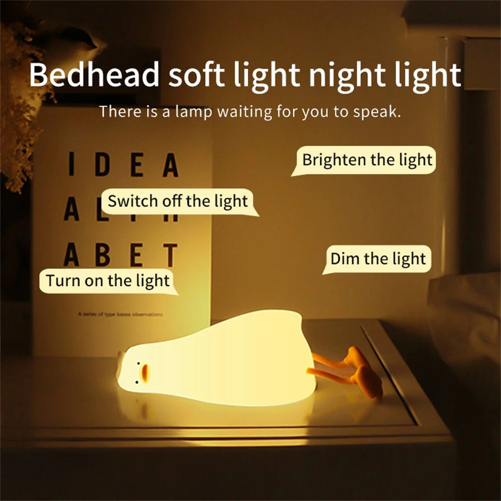 Lying Duck Silicone Night Lamp For Kids Bedroom USB Rechargeable Voice Control Bedside Light (CE ROHS FCC CPC EN71 Certified) - 7