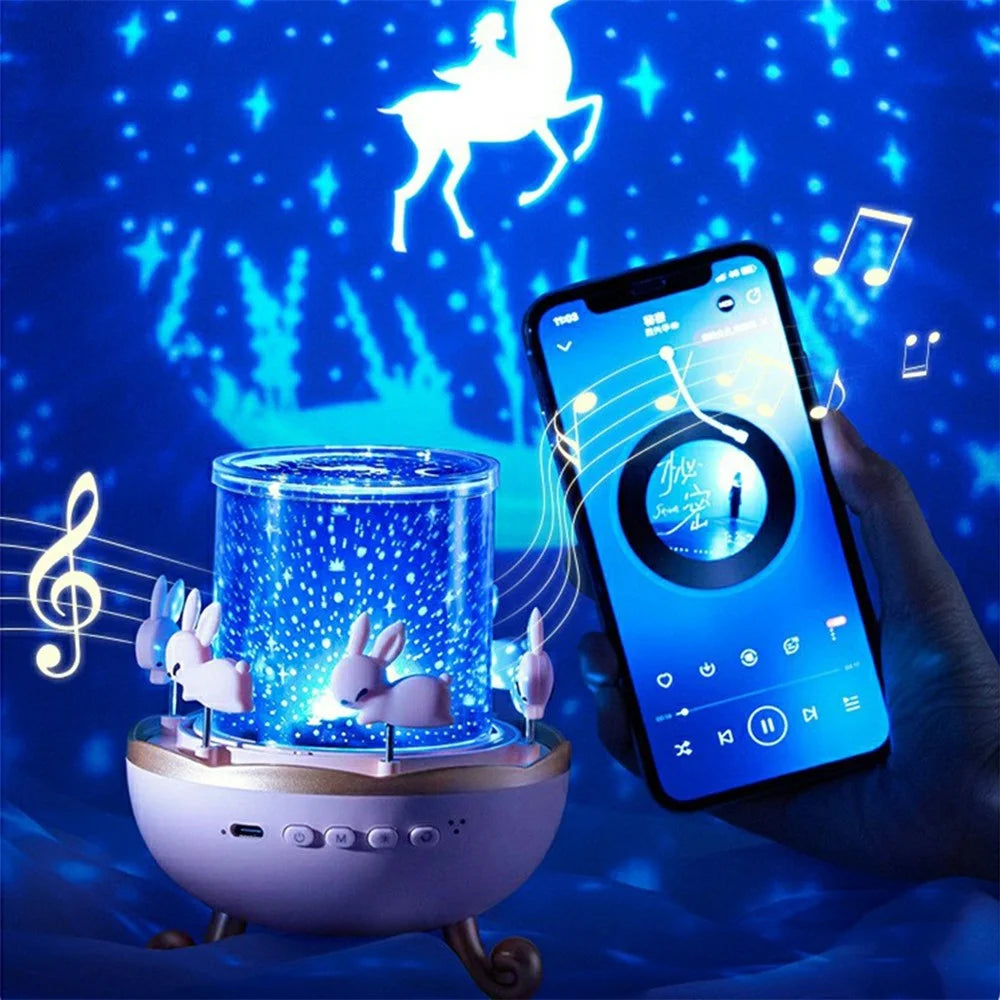 WH-E11 Creative Rotating Starry Star Projector Light Music Box Bluetooth-Compatible Night Lamp - 4