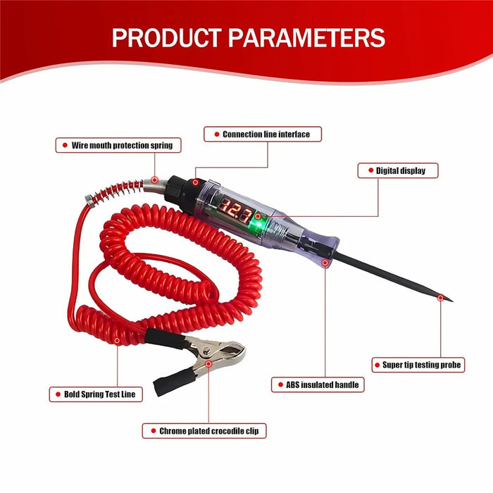 Spring Wire Digital Voltage Tester Pen 3-48V Car Circuit Repair Tool for Electricians Auto Troubleshooting - 3