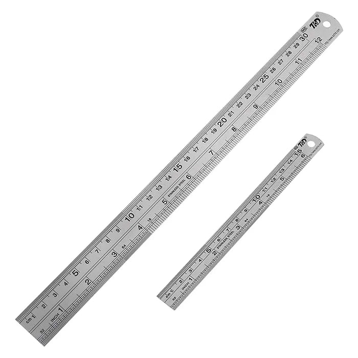 THD 12-inch + 6-inch Stainless Steel Straight Ruler Set Engineering School Office Precision Measuring Hand Tool - 1