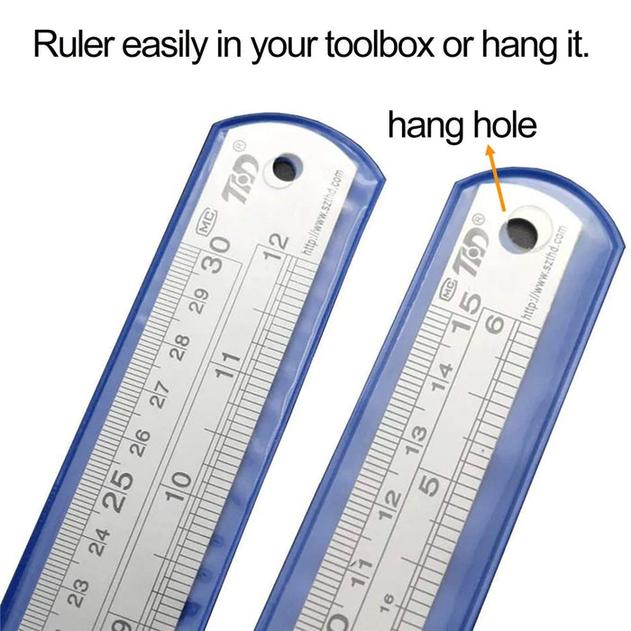 THD 12-inch + 6-inch Stainless Steel Straight Ruler Set Engineering School Office Precision Measuring Hand Tool - 5