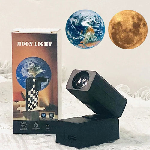 Magnetic Moon Earth Projection Lamp Night Light Photography Prop Rechargeable Atmosphere Light - Black - 1