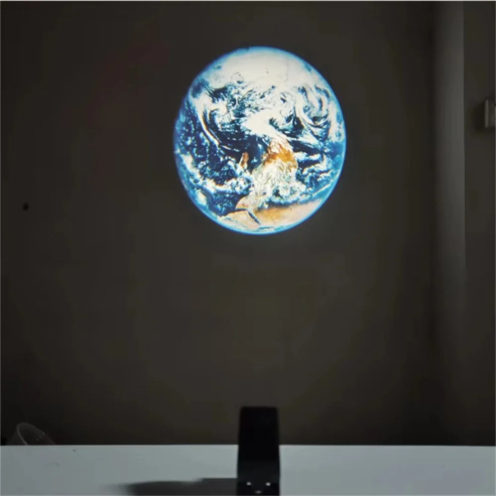 Magnetic Moon Earth Projection Lamp Night Light Photography Prop Rechargeable Atmosphere Light - Black - 3