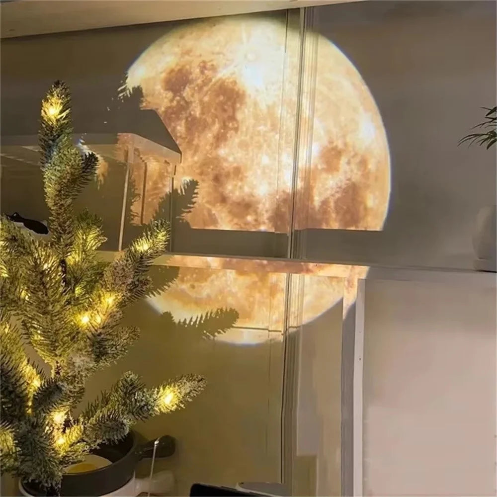 Magnetic Moon Earth Projection Lamp Night Light Photography Prop Rechargeable Atmosphere Light - Black - 5