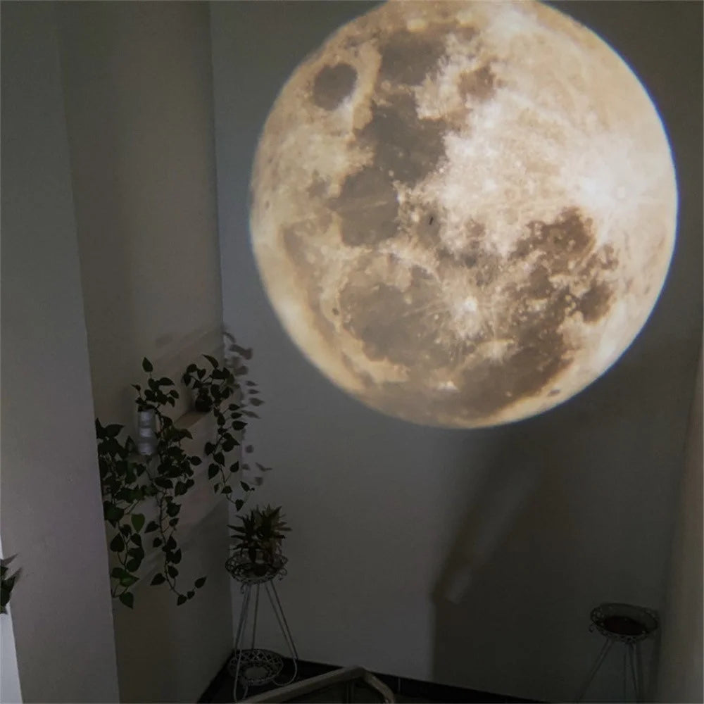 Magnetic Moon Earth Projection Lamp Night Light Photography Prop Rechargeable Atmosphere Light - Black - 6