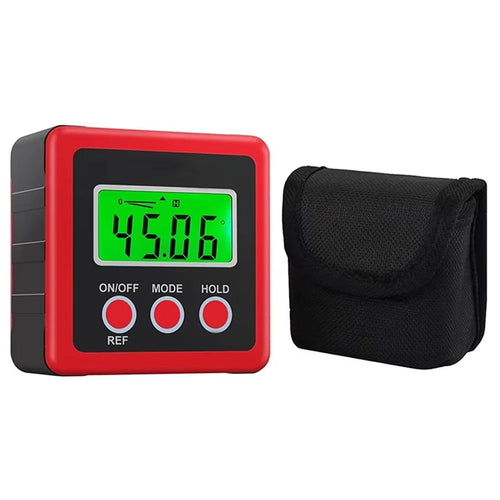 3 Button Digital Angle Finder Magnetic Carpentry Bevel Protractor Level Box Inclinometer - Red - 1