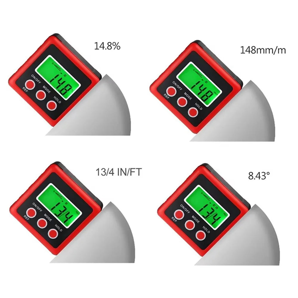 3 Button Digital Angle Finder Magnetic Carpentry Bevel Protractor Level Box Inclinometer - Red - 4
