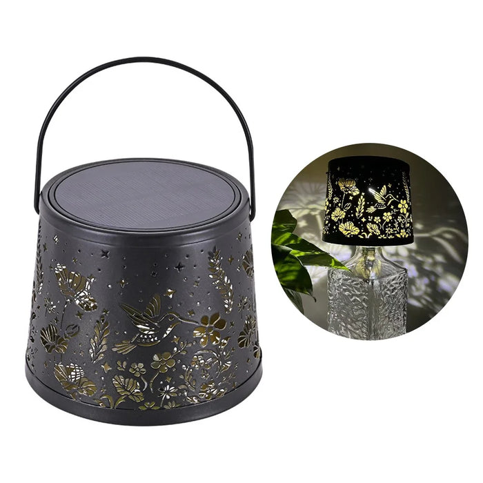 Hollow Flower Bird Pattern Embedded Wine Bottle Light Outdoor Solar Decorative Hanging Atmosphere Lamp - 2