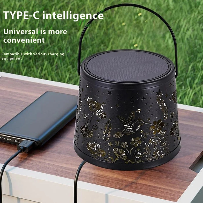 Hollow Flower Bird Pattern Embedded Wine Bottle Light Outdoor Solar Decorative Hanging Atmosphere Lamp - 4