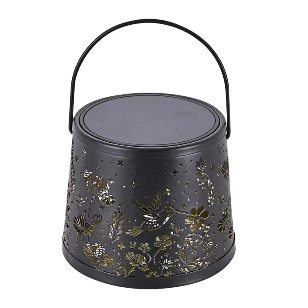 Solar Powered Decorative Outdoor Lantern Hollow Flower and Bird Pattern Atmosphere Lamp for Garden / Patio - 1
