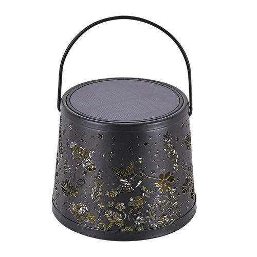 Solar Powered Decorative Outdoor Lantern Hollow Flower and Bird Pattern Atmosphere Lamp for Garden / Patio - 1