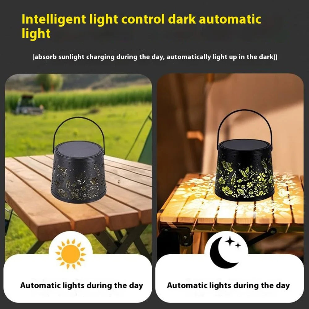 Solar Powered Decorative Outdoor Lantern Hollow Flower and Bird Pattern Atmosphere Lamp for Garden / Patio - 2