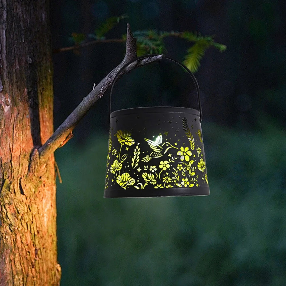 Solar Powered Decorative Outdoor Lantern Hollow Flower and Bird Pattern Atmosphere Lamp for Garden / Patio - 6