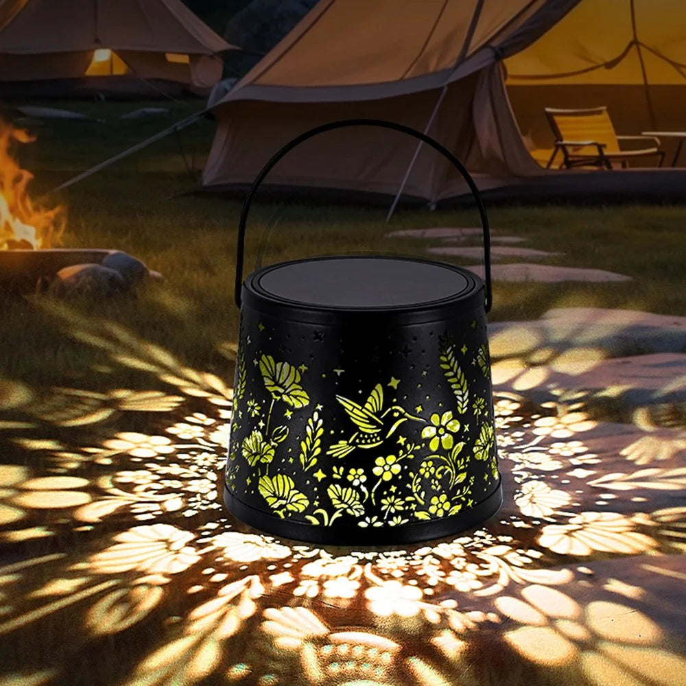 Solar Powered Decorative Outdoor Lantern Hollow Flower and Bird Pattern Atmosphere Lamp for Garden / Patio - 7